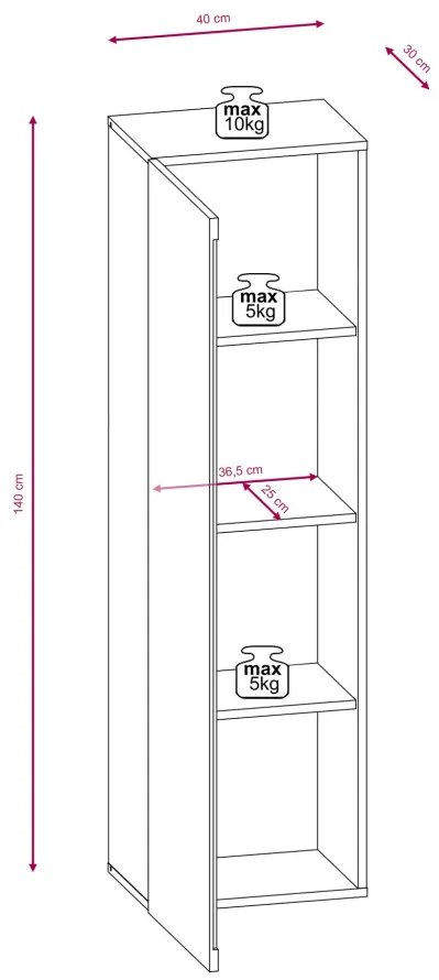 Fali szekrény fehér / fehér magasfény színkombinációban – VIVIEN 08