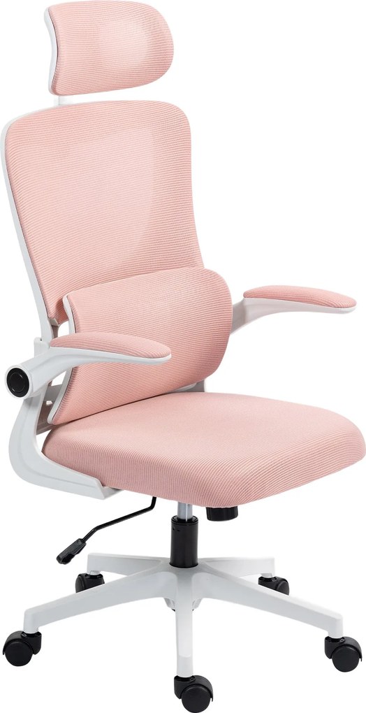 Vinsetto Ergonomikus Irodai Szék Deréktámasz Meghajtással, Felhajtható Kartámaszokkal, Állítható Fejtámlával, Dönthető Forgószék Magas Háttámlával, Ma