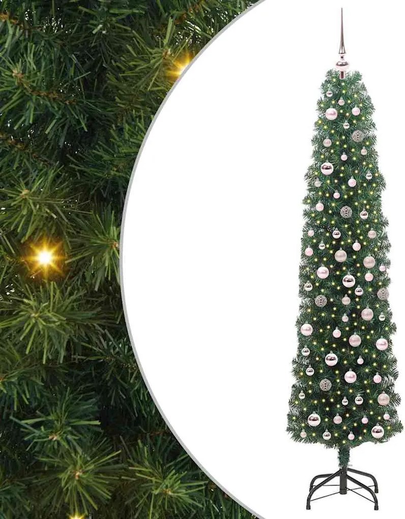 vidaXL Mű karácsonyfa 300 LED-del Zöld 210 cm PVC, acél és műanyag