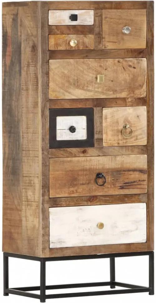 Tömör újrahasznosított fa fiókos szekrény 45 x 30 x 105 cm