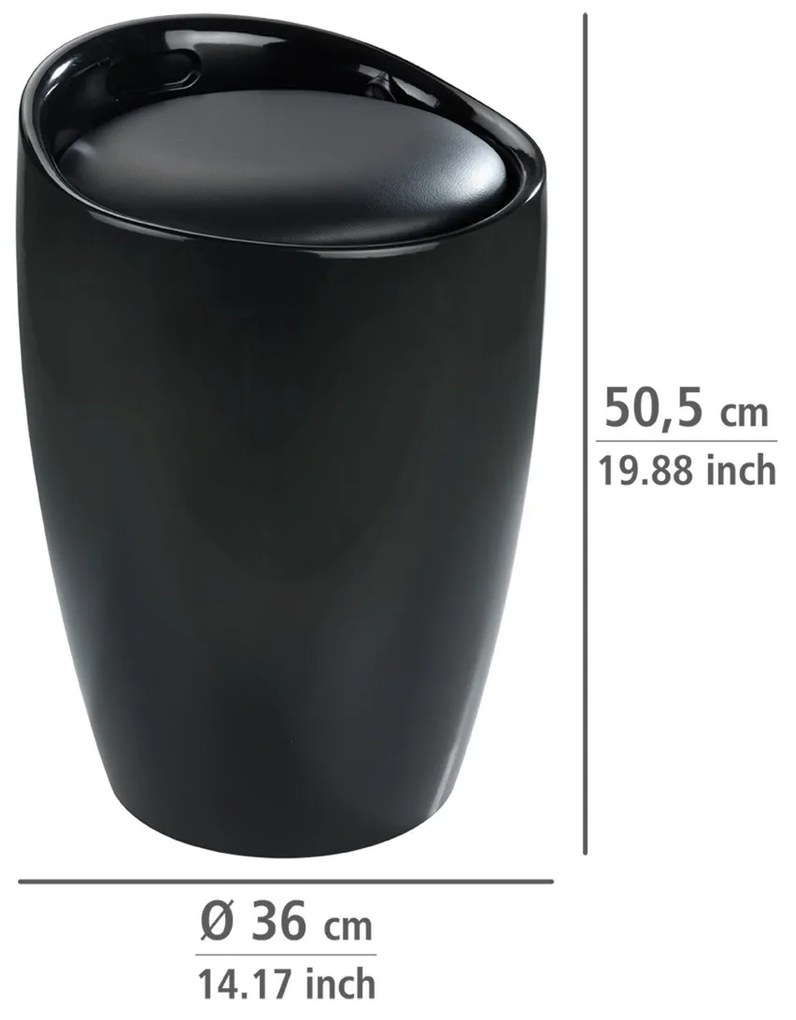 Wenko Fürdőszoba szék mosodai tárolóval Candy 20l, fekete