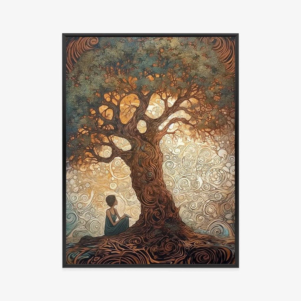 Nő az élet fájánál poszter - 40x60 cm, Fekete