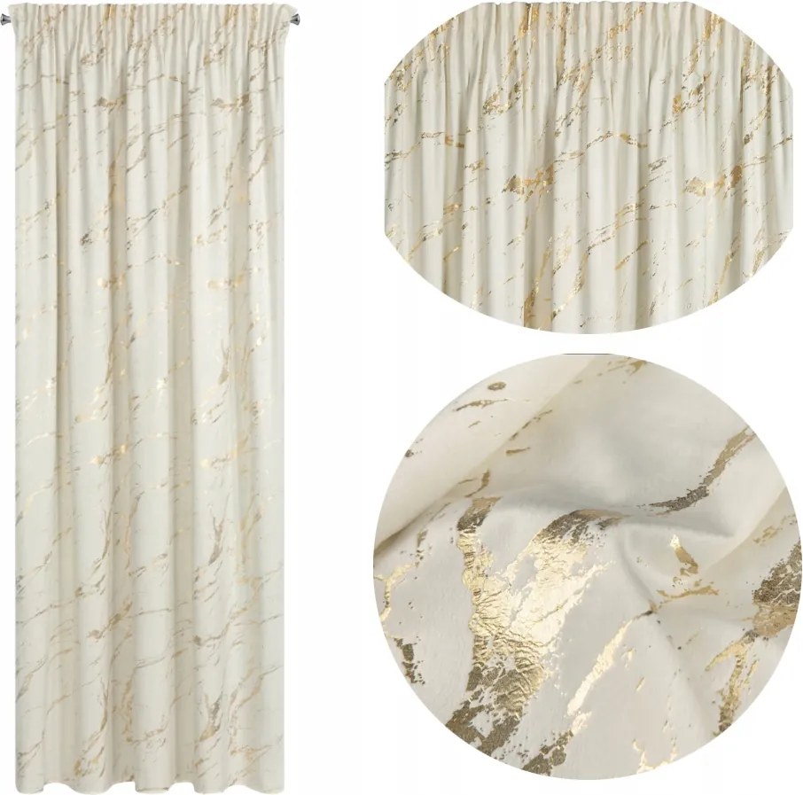 Velúr bársony függöny 140x270 krém ekrü pezsgő szalag nyomtatás