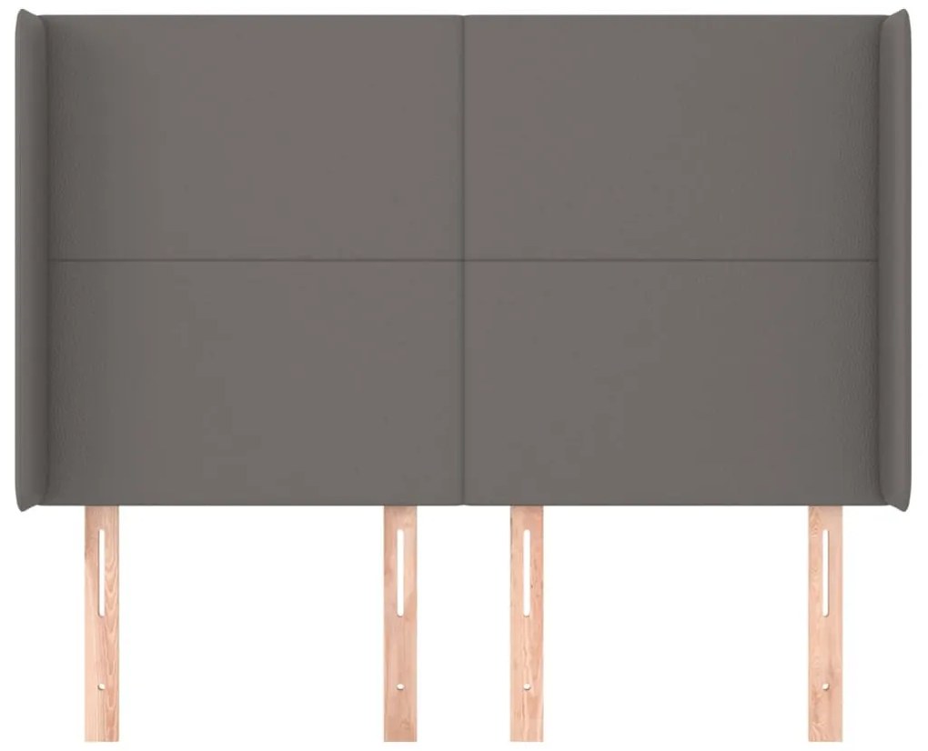 szürke műbőr fejtámla szárnyakkal 147x16x118/128 cm