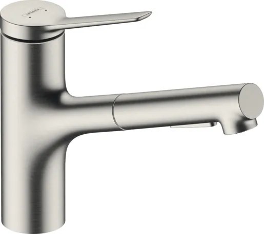 Mosogató csaptelep Hansgrohe Zesis M33 kihúzható zuhannyal, 2 áram rozsdamentes acél 74820800