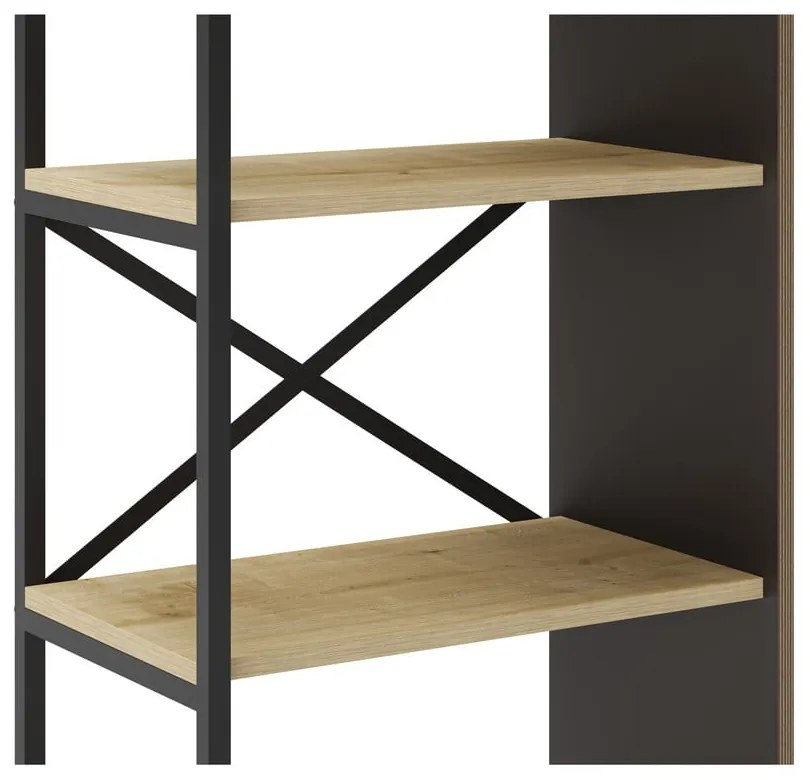 Natúr színű könyvespolc tölgyfa dekorral 58x175 cm Ara – Marckeric