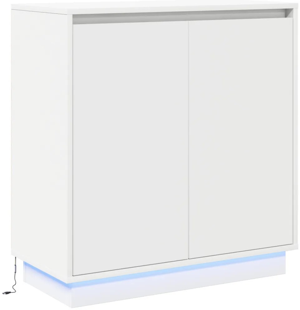 LED éjjeliszekrény Fehér - 71x34.5x75 cm, Mérnökfából készült