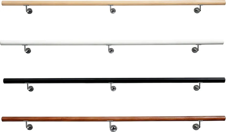 Fogantyú/korlát, tömör fa, barna, 250 cm, MANEL TYP 4