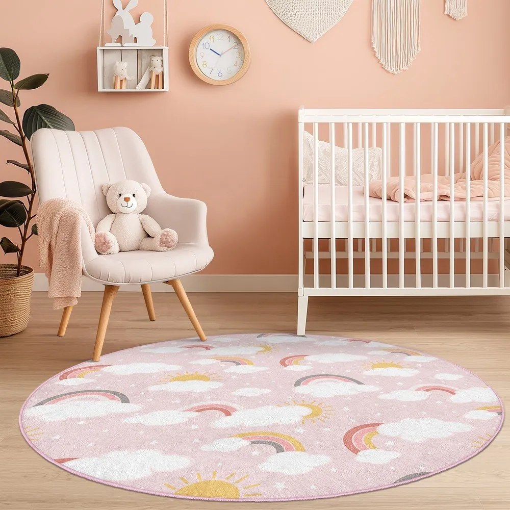Rózsaszín mosható gyerek szőnyeg ø150 cm Rainbow World – Mila Home