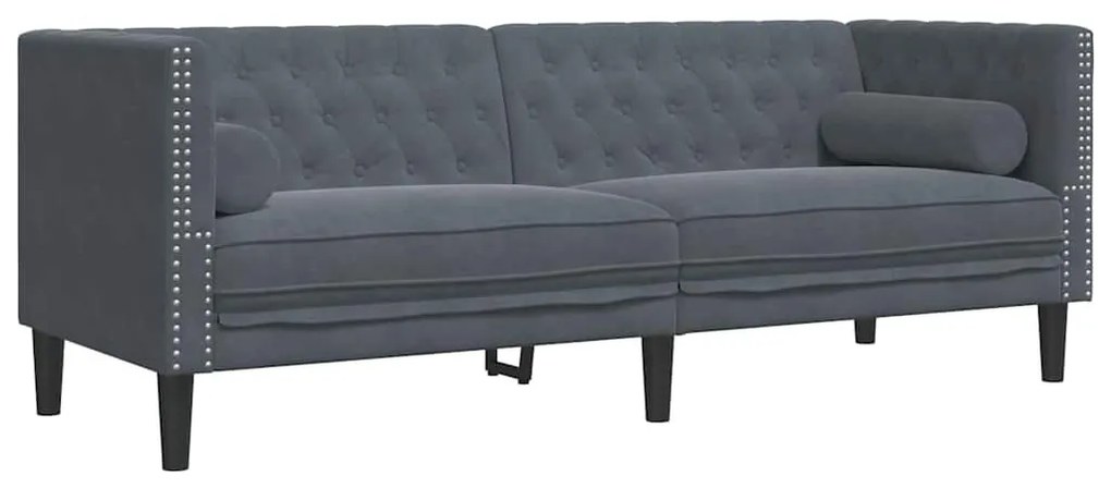 Kanapé Szett 2 pcs Sötétszürke Bársony