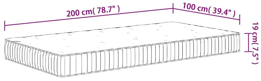 vidaXL közepes zsebrugós matrac 100 x 200 cm