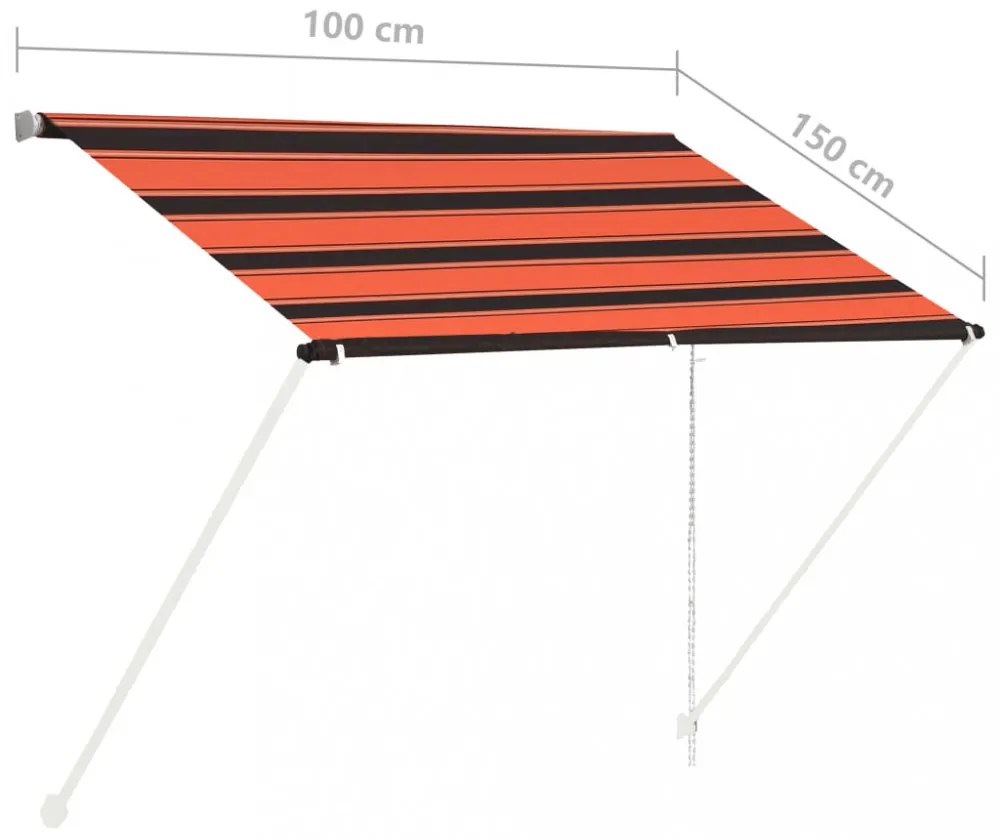 narancssárga és barna feltekerhető napellenző 100 x 150 cm