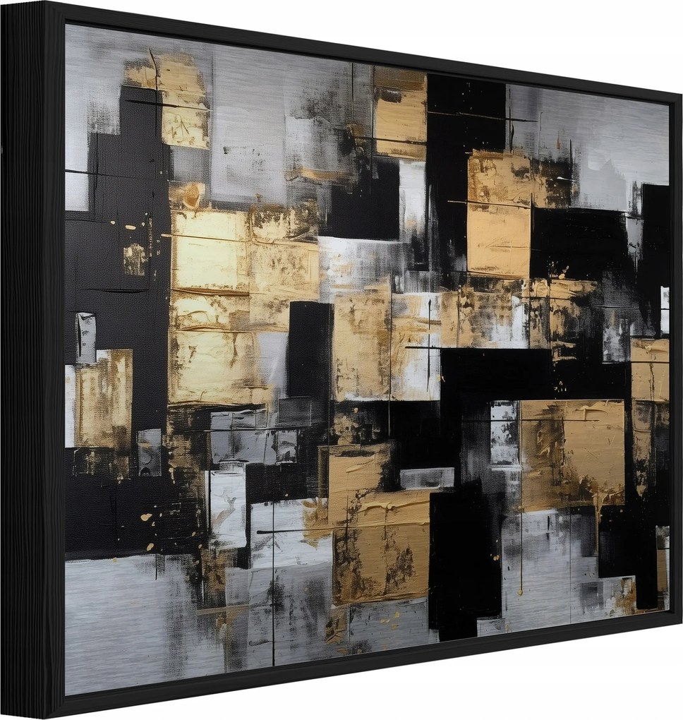 Fém Kép Fekete Keretben Absztrakt Loft Fürdőszoba Konyha 120x80