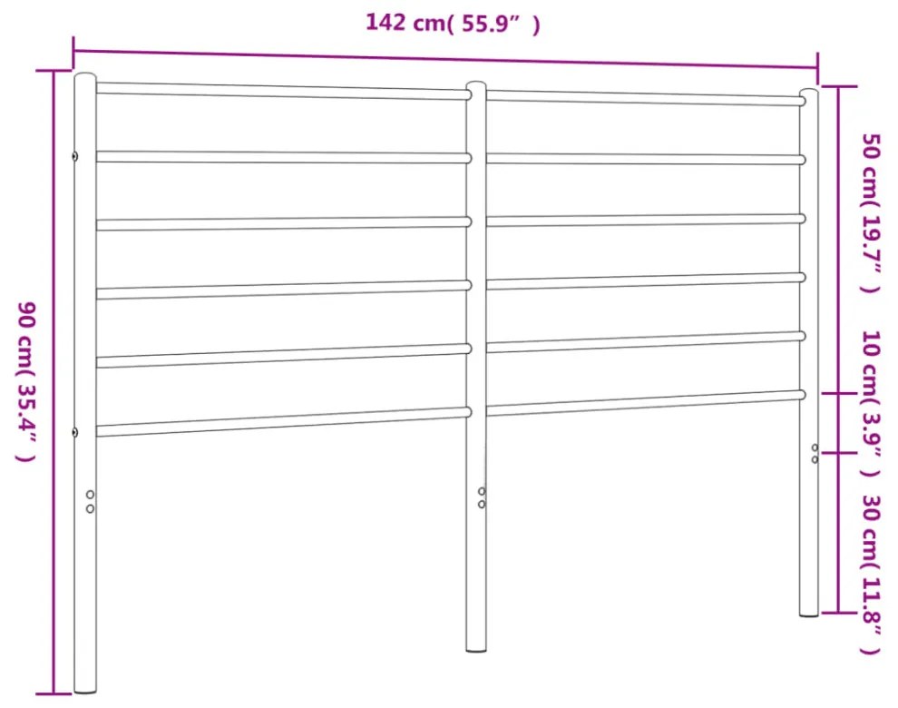 fekete fém fejtámla 135 cm