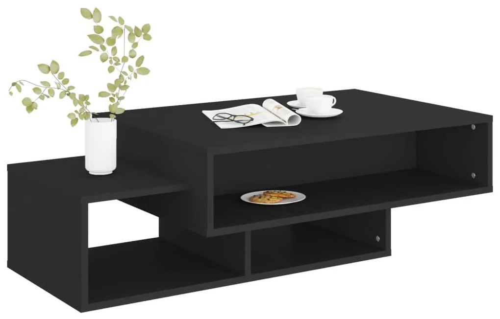 Fekete szerelt fa dohányzóasztal 105 x 55 x 32 cm