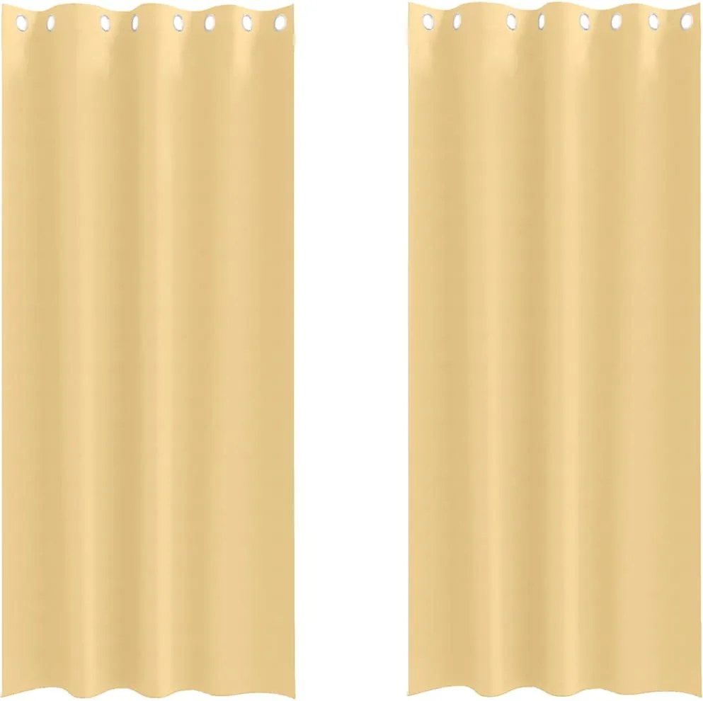 vidaXL Fekete Függöny Gyűrűkkel 2 pcs Bézs 245 x 140 cm Poliészter