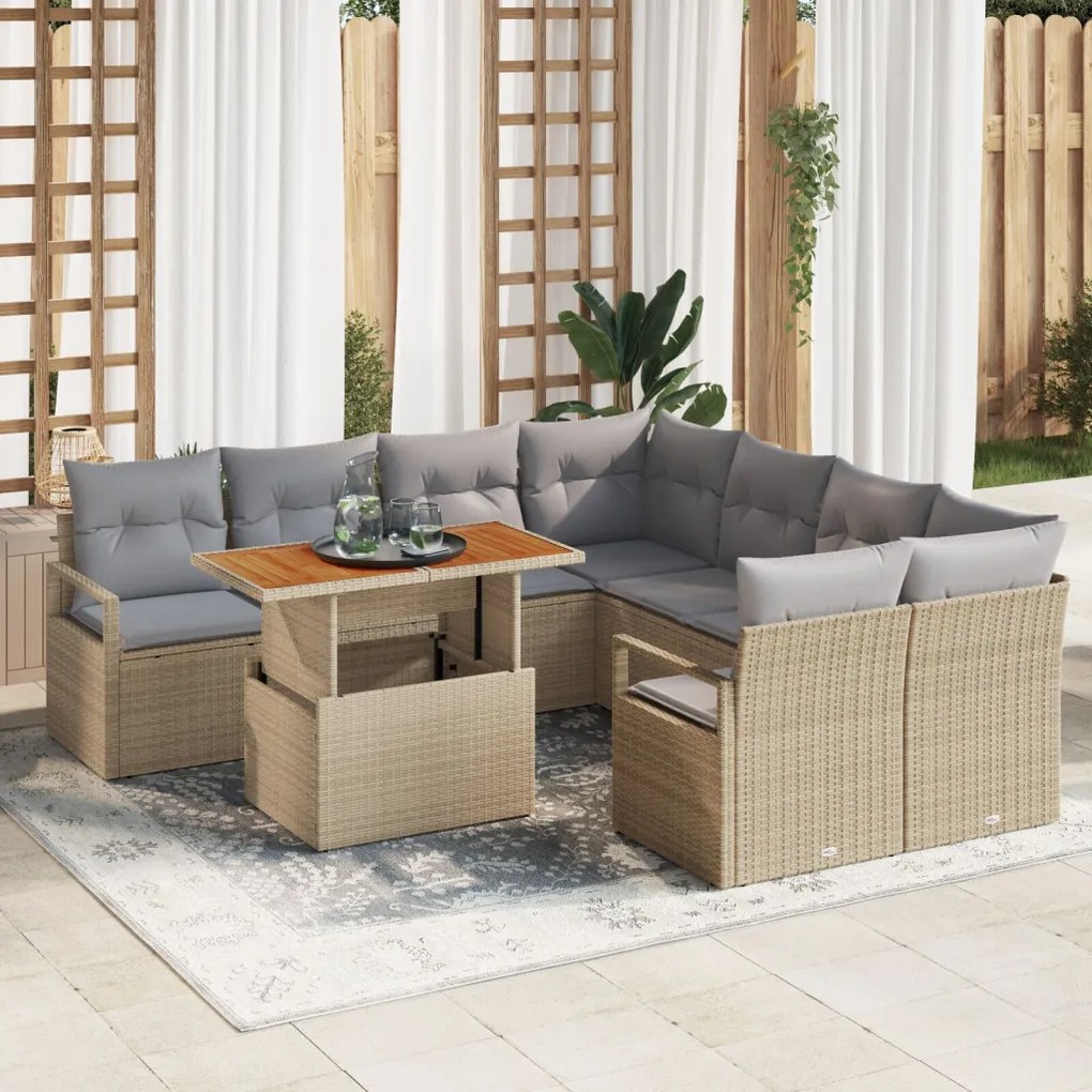 Kert étkező szett 9 pcs Barna és szürke 100 x 55 x 73 cm