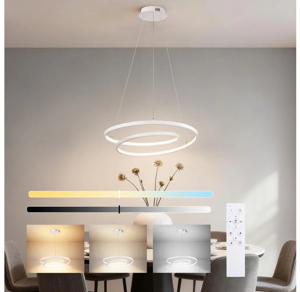 Brilagi-LED Dimmelhető kábelen függesztett csillár TWISTER LED/48W/230V átm. 50 cm fehér + távirányító