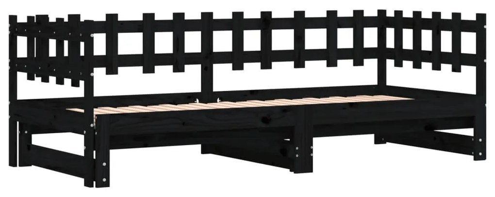 tömör fa kihúzható nappali ágy matrac nélkül 2x(90x190) cm