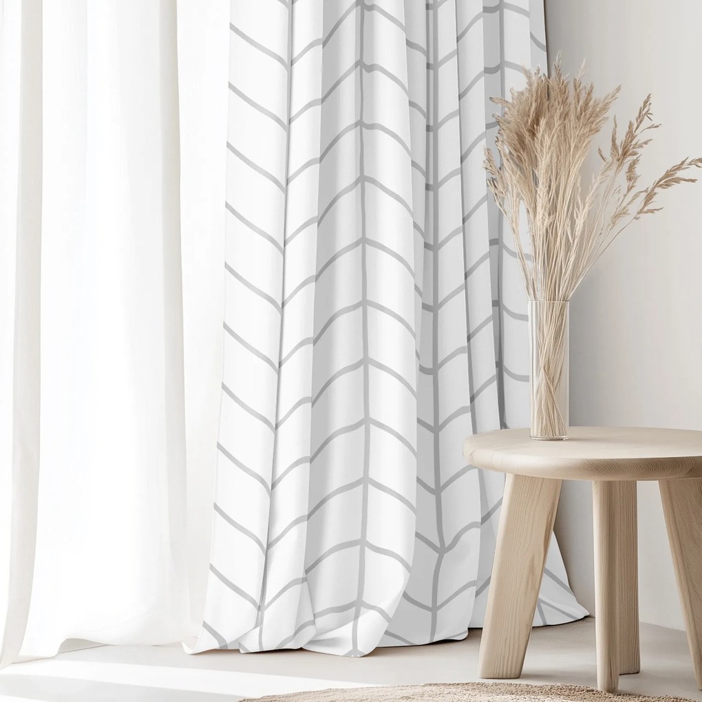 Goldea pamut függöny - szürke cikkcakk fehéren 200x150 cm