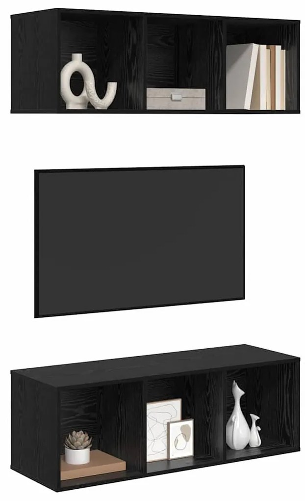 Fali TV szekrények 2 pcs Musta tammi 37 x 37 x 107 cm Faanyag