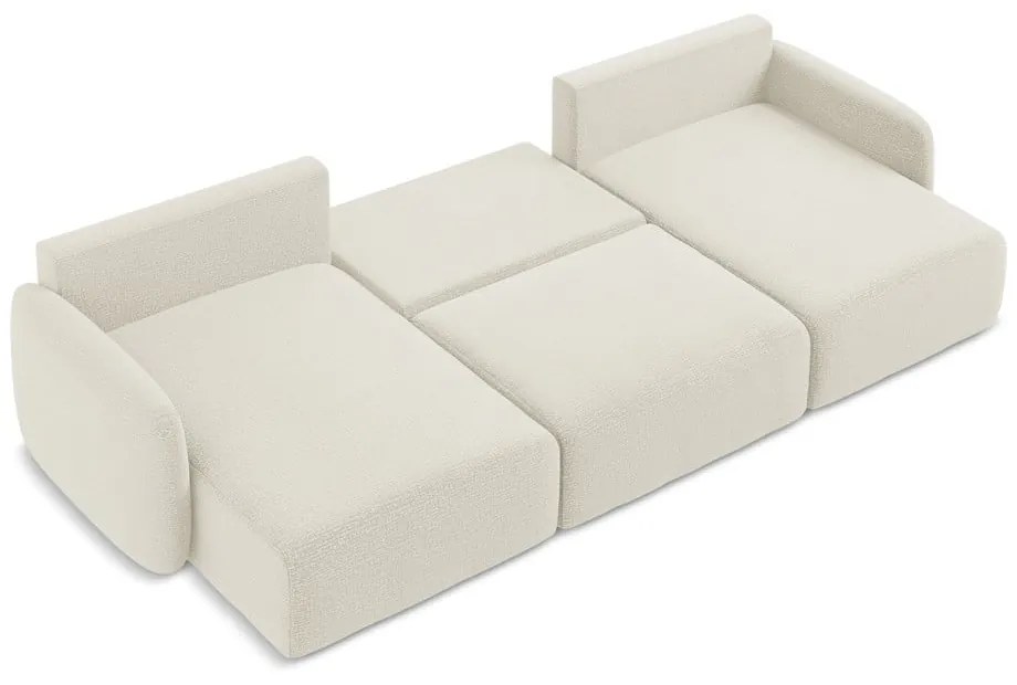 Krémszínű kinyitható-tárolóhelyes sarokkanapé Kalena – Makamii