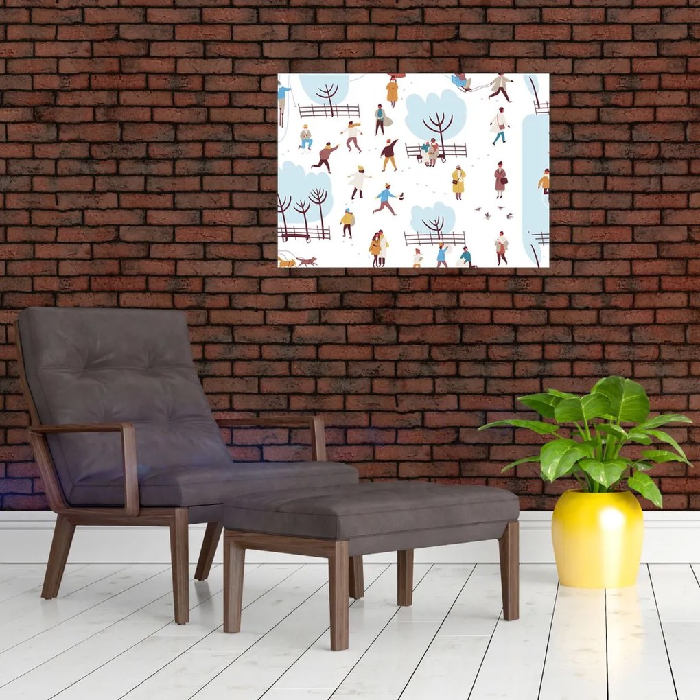 Üveg kép - Boldog telet (70x50 cm)