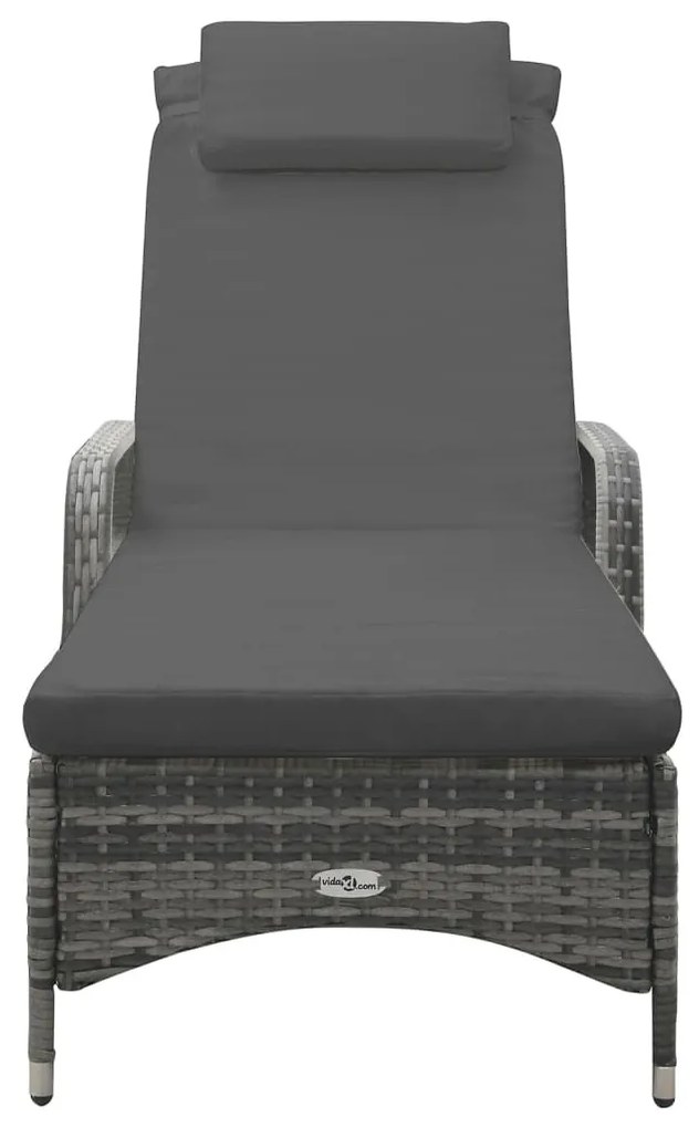 Antracitszürke kerekes polyrattan napozóágy
