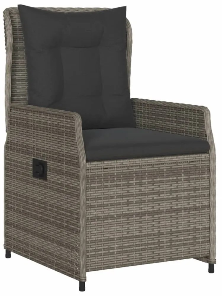 2 db szürke polyrattan dönthető kerti szék