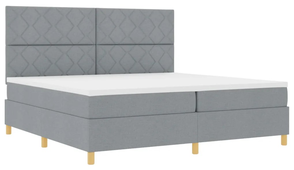 Box Spring Ágy Matrac Közepes Szürke 200x200 cm Szövet