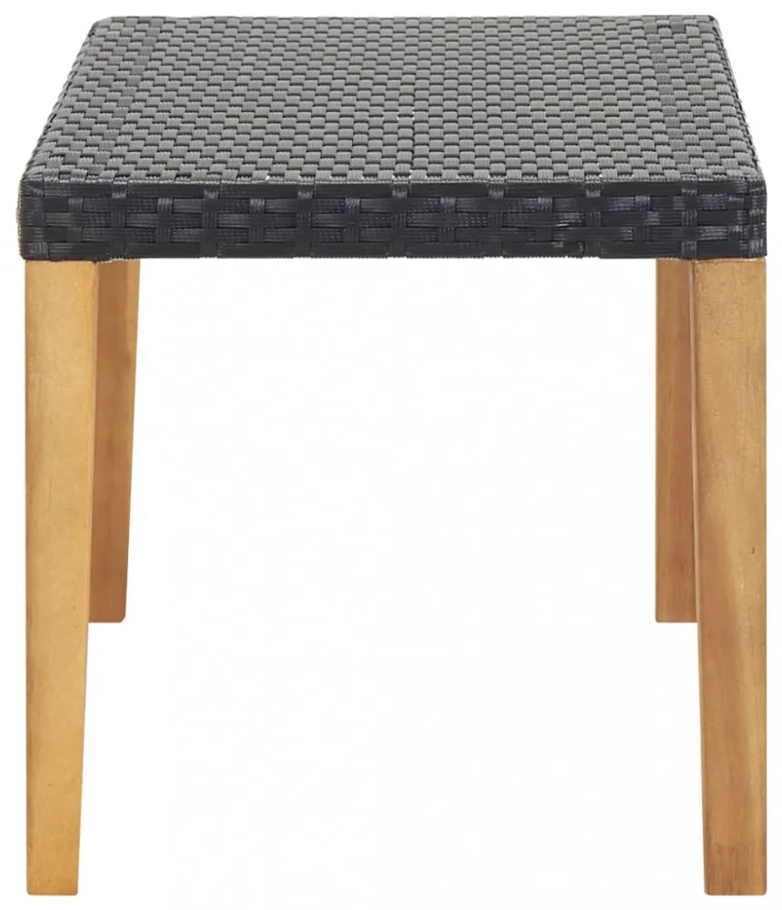 fekete polyrattan és tömör akácfa kerti pad 120 cm