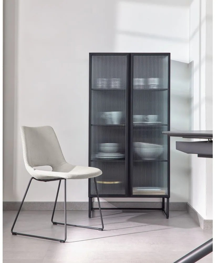 Fekete acél tálalószekrény 70x143x41 cm Trixie – Kave Home