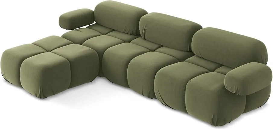 Világoszöld bársony moduláris sarokkanapé Lokua – Makamii