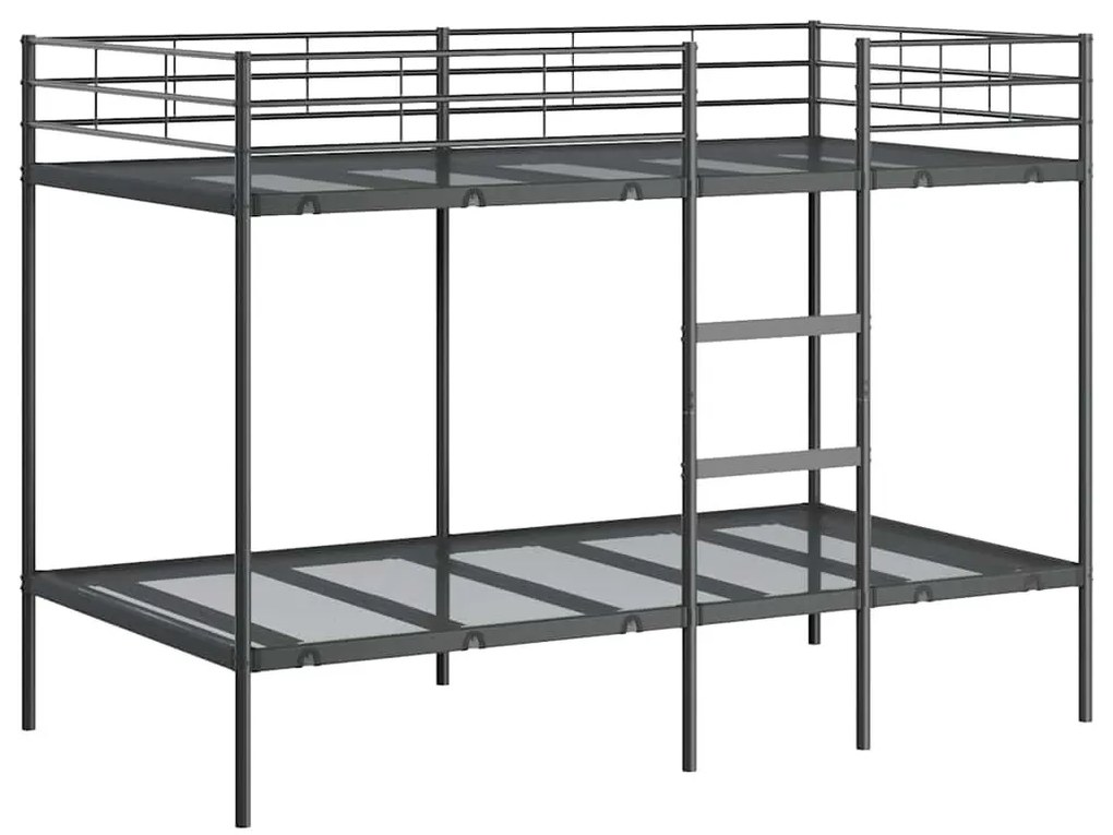 fekete acél emeletes ágy matrac nélkül 100 x 200 cm
