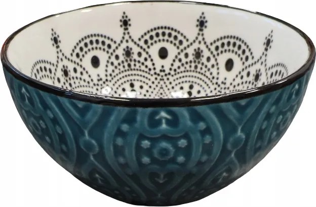 Tál Mártogatós Tál Japandi Kerámia 150ml Díszített Inari Türkiz 10cm