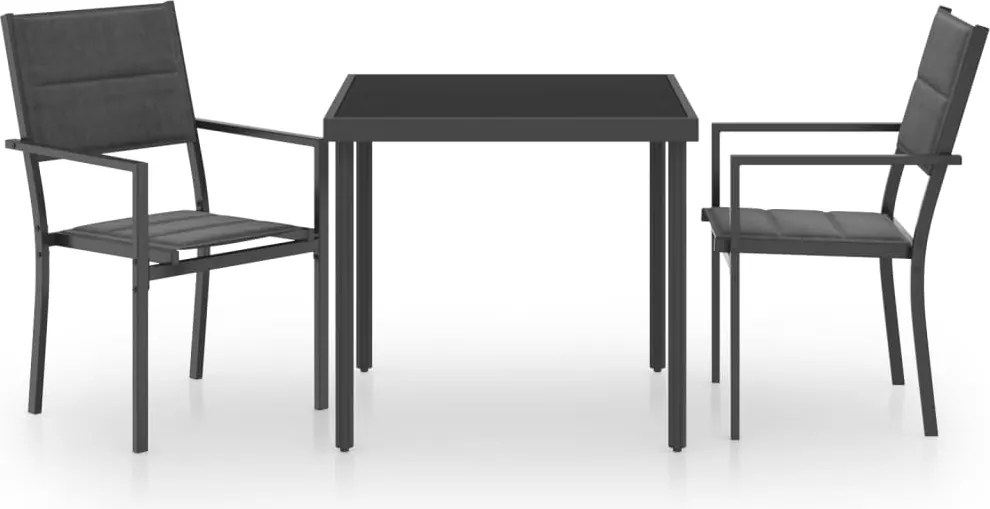 vidaXL 3 részes acél kültéri étkezőgarnitúra
