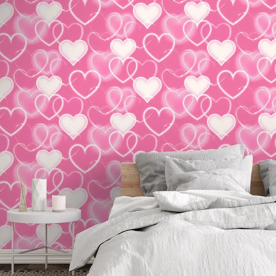 Arthouse Signature 2 Neon Heart Wall pink-rózsaszín szíves papír tapéta – 100222AH