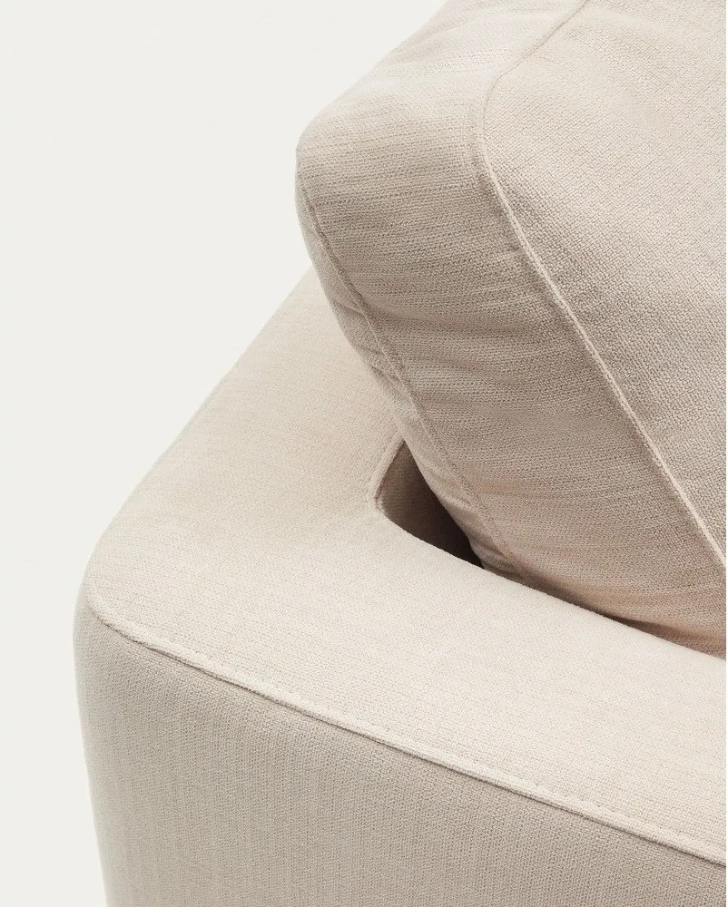 Bézs zsenília sarokkanapé (jobb oldali-heverő résszel) Gala – Kave Home