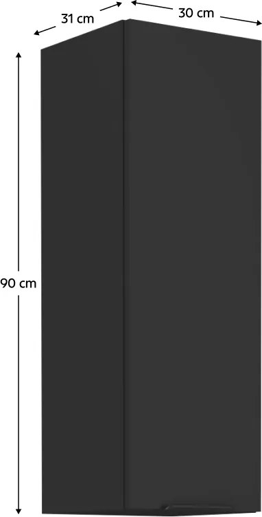 Felső szekrény, fekete, SIBER 30 G-90 1F