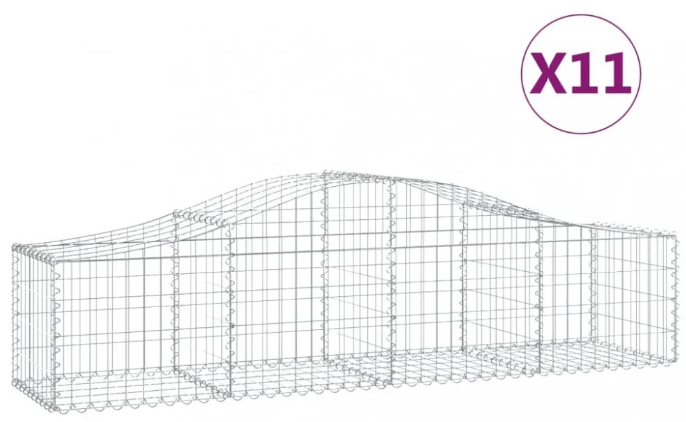 11 db íves horganyzott vas gabion kosár 200x50x40/60 cm