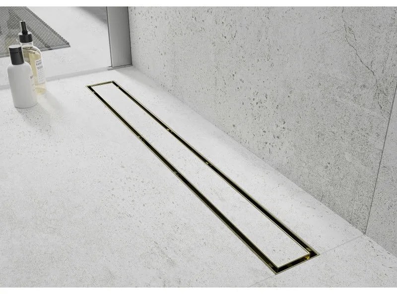 Mexen Lapos rozsdamentes acél zuhanyfolyó 160 cm minta M13, 2in1, arany, 1510160