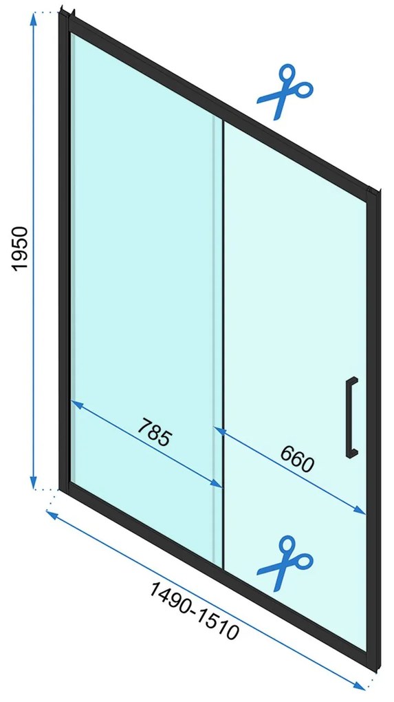 Rea Rapid Slide - zuhanykabin tolóajtóval 100 (ajtó) x 80 (fal), átlátszó üveg, fekete profil, KPL-09853