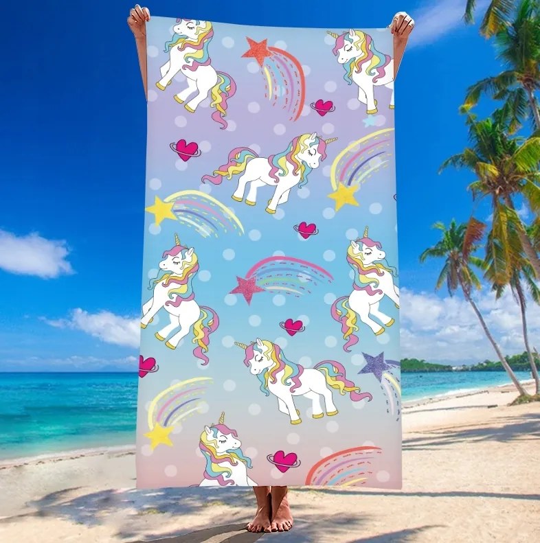 Strandtörölköző UNICORN PONNY 100x180 cm színes, 100% mikroszálas