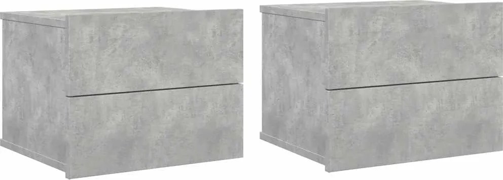 vidaXL 2 db betonszürke szerelt fa éjjeliszekrény 40 x 30 x 30 cm