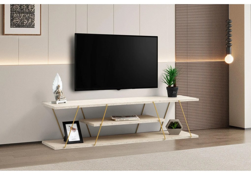 TV szekrény Canaz - Arany, Travertine