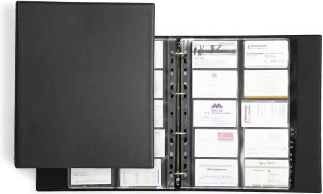 Névjegytartó, 400 db-os, gyűrűs, DURABLE VISIFIX® Economy, fekete (DB244401)