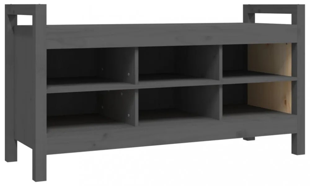 szürke tömör fenyőfa előszoba pad 110 x 40 x 60 cm