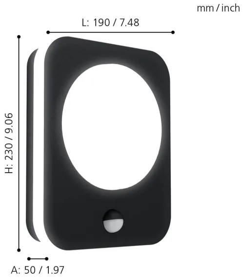 Eglo 99584 - LED Kültéri fali lámpa érzékelővel MADRIZ LED/9W/230V IP44