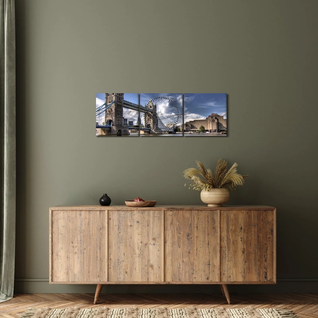 Kép - Tower Bridge Londonban (órával) (90x30 cm)