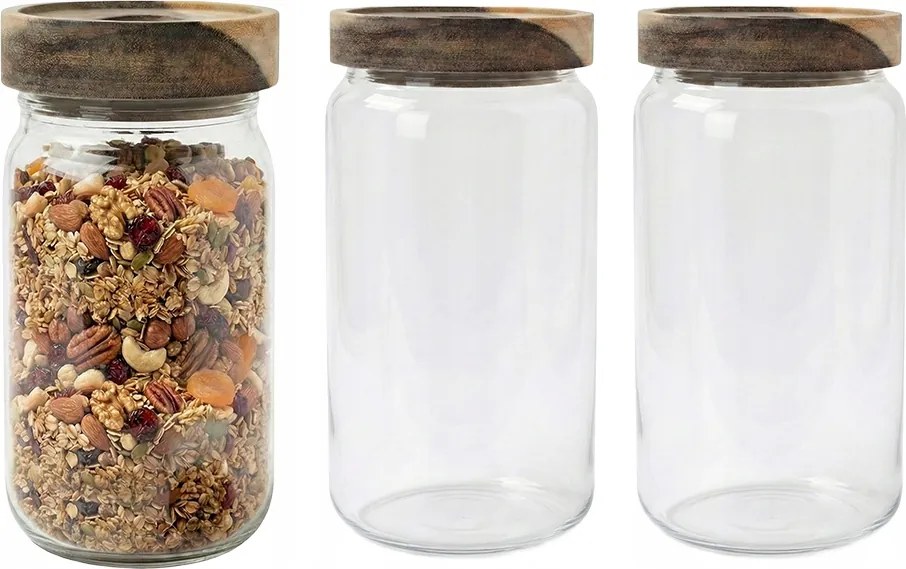 3 db-os üveg ételtároló szett 700ml – boroszilikát üveg tégely